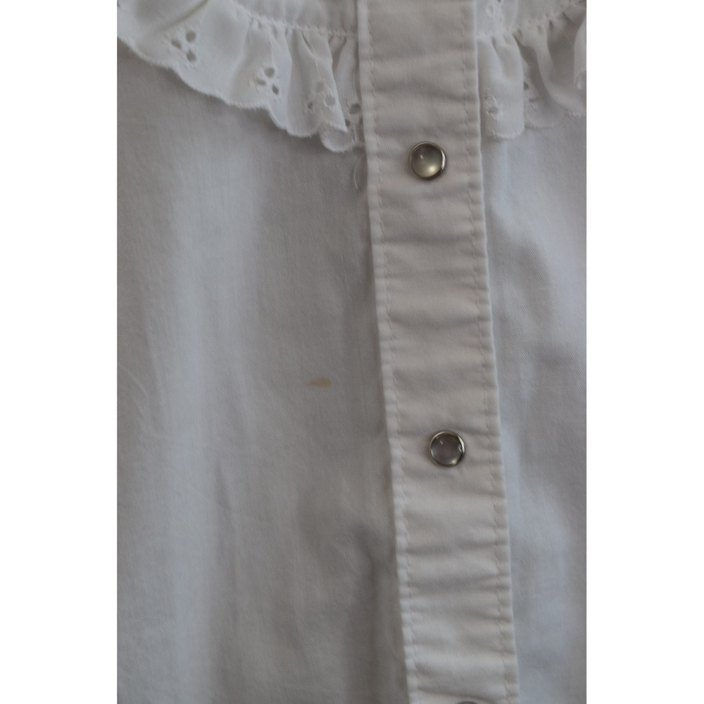 Rockmount Ranch Wear Shirt Small? White Eyelet Ruffle Western Vtg Rodeo Womens - Picture 2 of 5